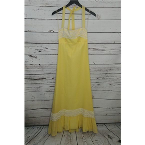 Vintage Yellow‎ Polka Dot Halter Prairie Sundress…